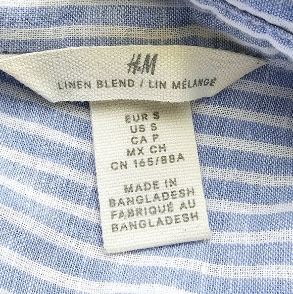 Small H&M Blue Striped Button-Up Shirt - Picture 5 of 5